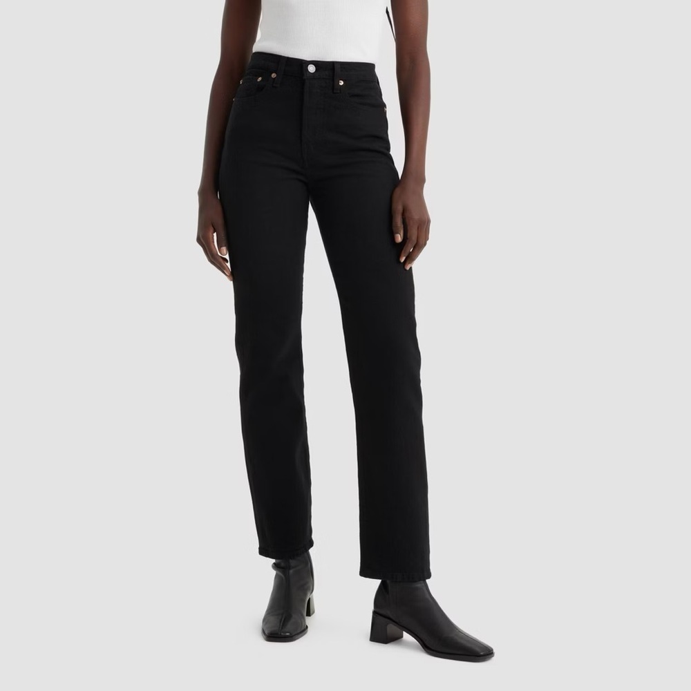 Levi’s Wedgie Straight Ankle Jeans Black Heart High Rise W25 L28 90 minimalism